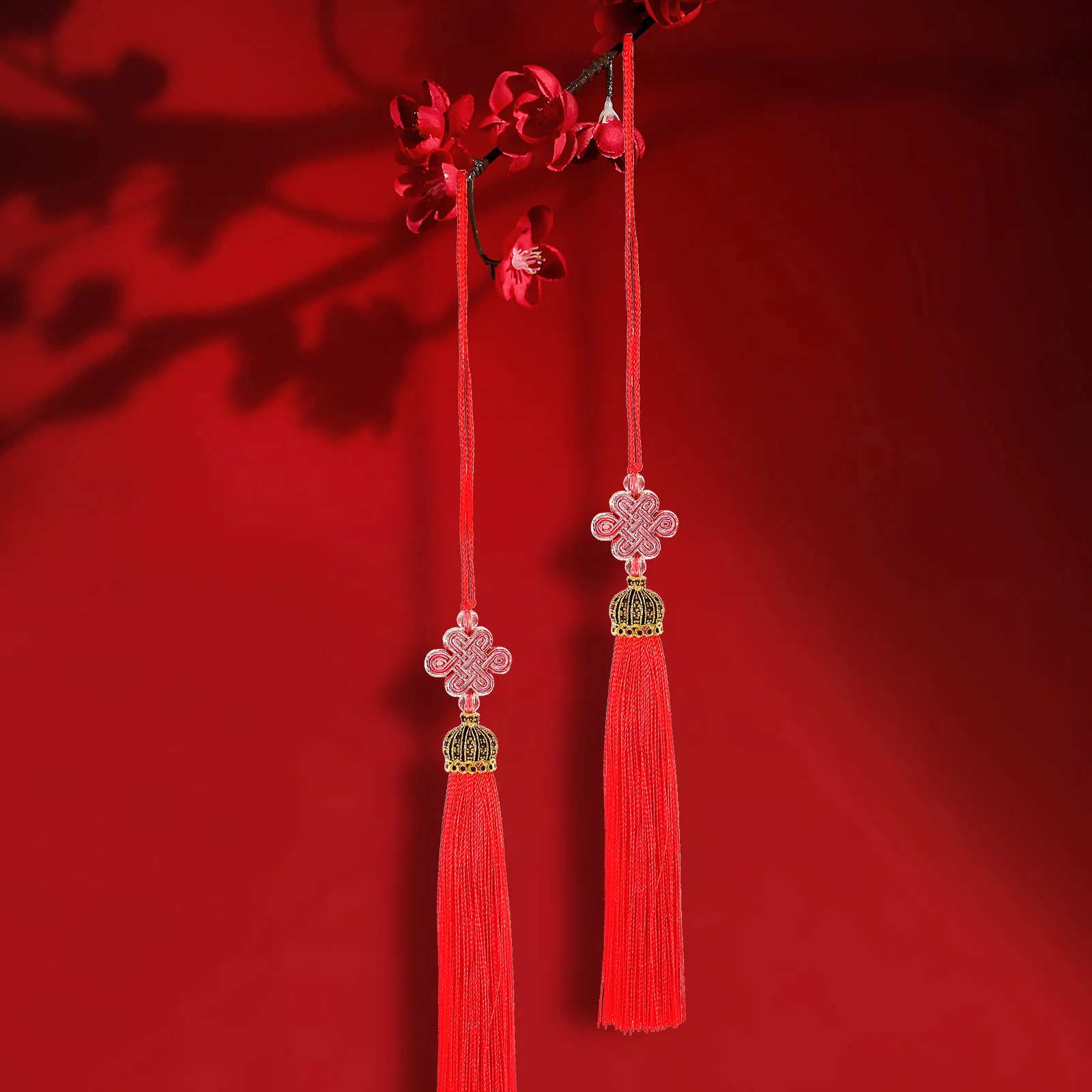 

5 Pcs Red Chinese Knot Tassel naments for New Year Decorations Hanging Accessories DIY Bookmarks Spring Festival