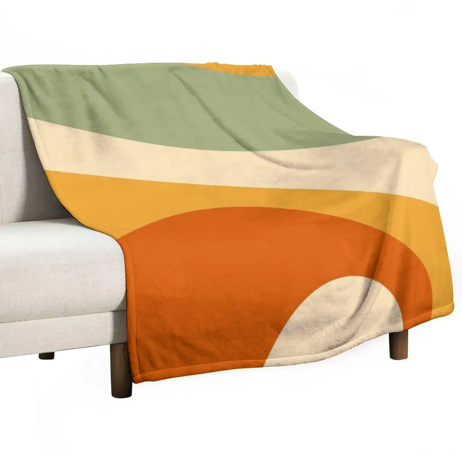 

70s Retro Groovy Pattern Green, Cream, Yellow, Orange and Terracotta 2 Throw Blanket bed plaid Sleeping Bag anime Blankets