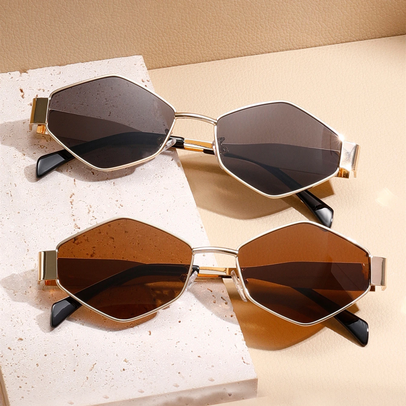 KAMMPT Vintage Women Sunglasses Men Brand Designer Sun Shades for Driving Decoration Oversize Green Sun Glasses UV Protection image 4