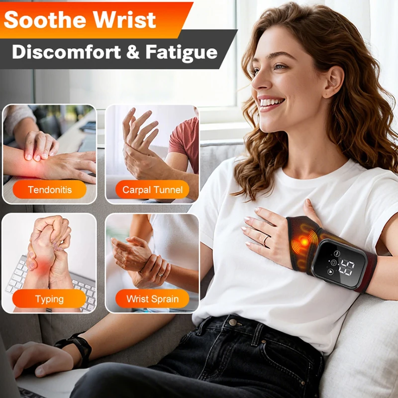 

Electric Heating Wristband Heating Vibration Hand Massager Hot Compress Physiotherapy Wrist Strap Convenient Hand Key Massager