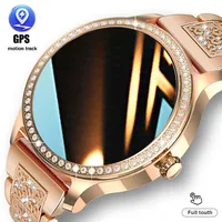 Reloj inteligente dorado de lujo a la moda para mujer, regalo de San Valentín, rastreador de salud, modos deportivos, pulsera de diamantes, relojes de llamada Bluetooth para mujer
