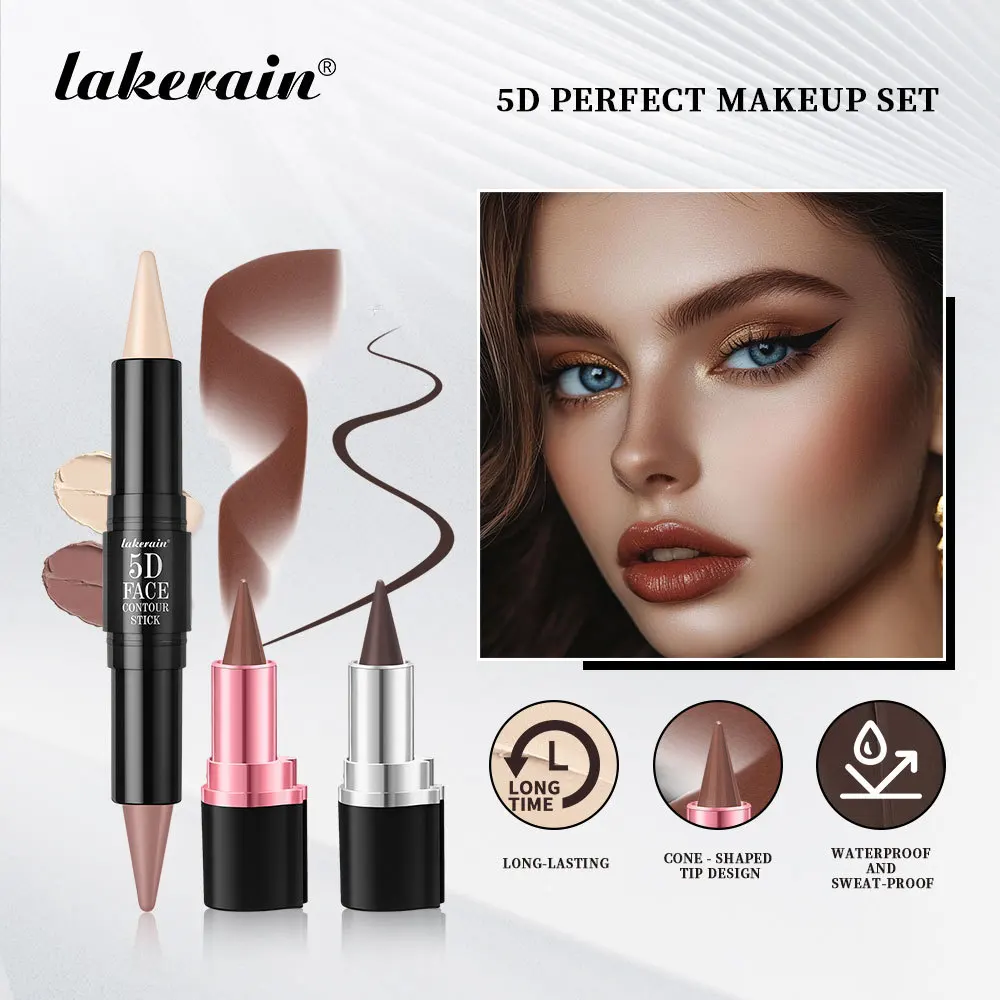 Ensemble de contour du visage, 3 pièces, Eyeliner imperméable, surligneur, Kit de maquillage 5D, cadeau d'anniversaire
