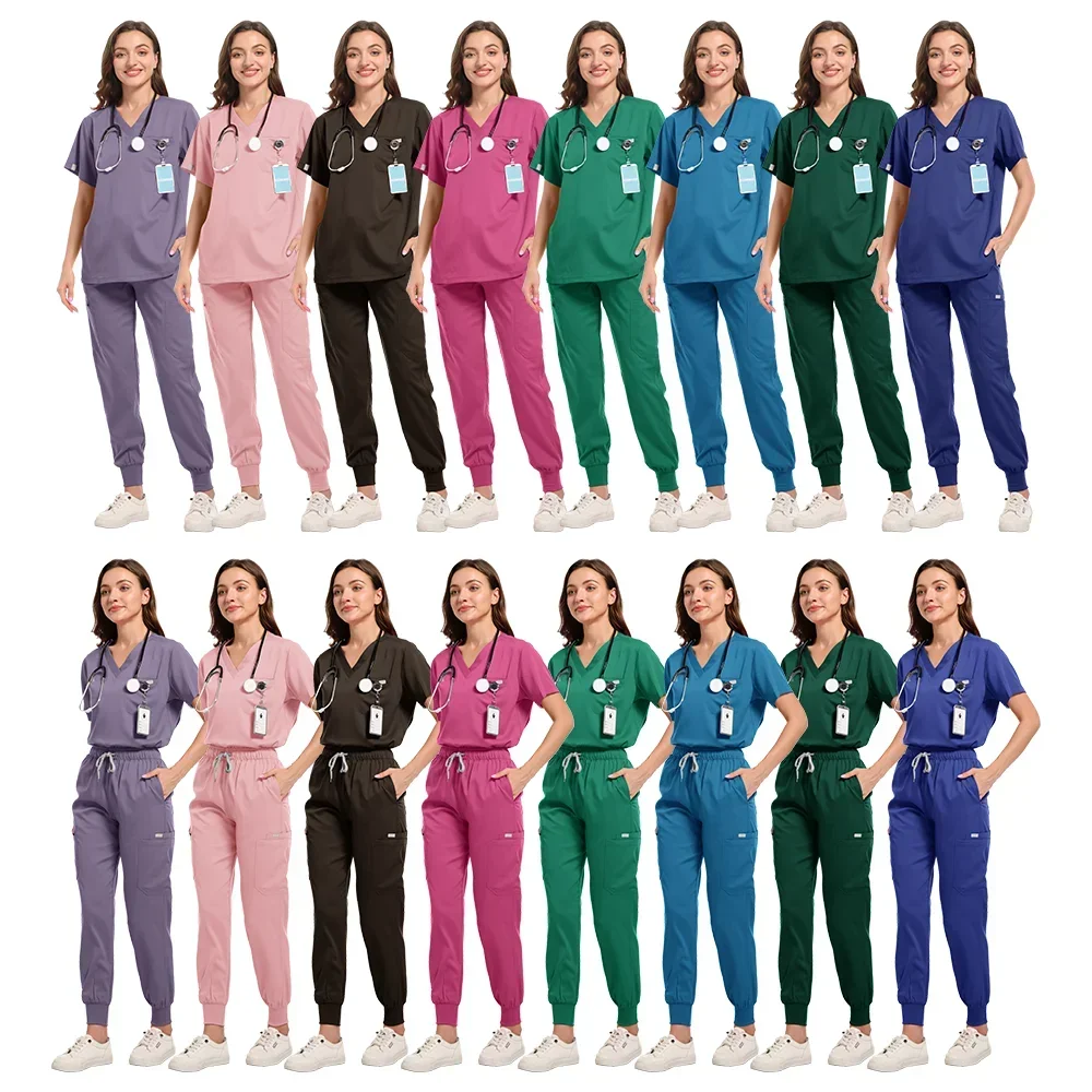 Costumi da infermiera per donna Uniforme medica Scrub Badante Chemise Tunica chirurgica veterinaria Abiti da lavoro Scrub Set Donna XS