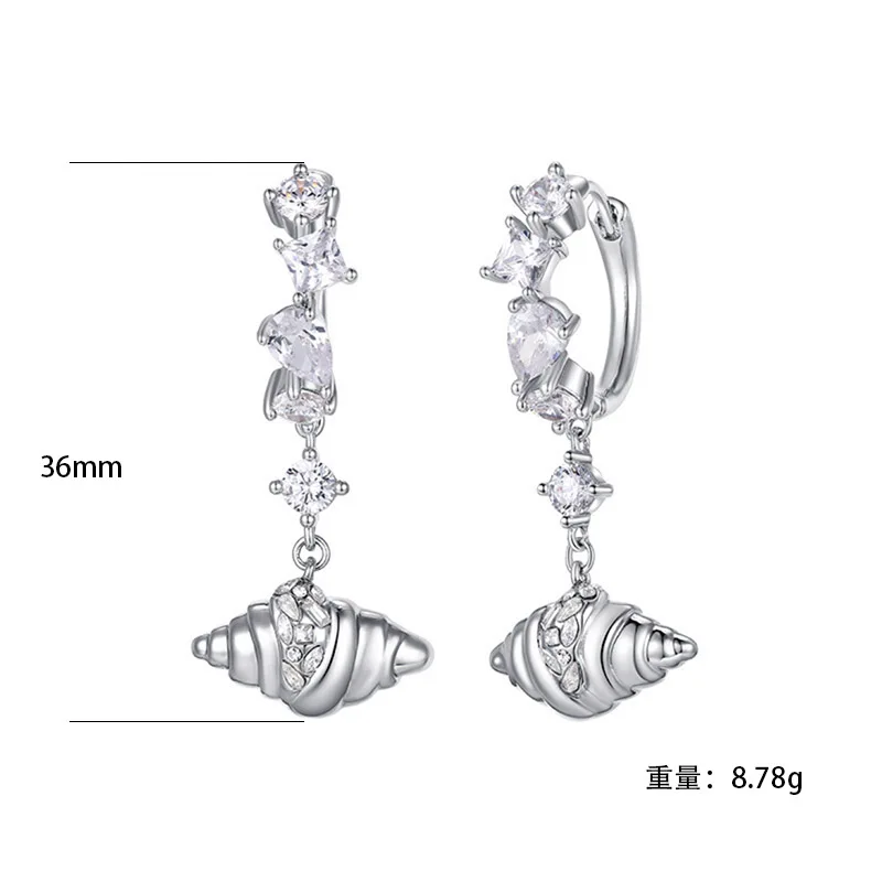 designer Rattling conch earrings jewelry brass 18k gold plated Cz Zirconia Long Drop down Earrings for women girls