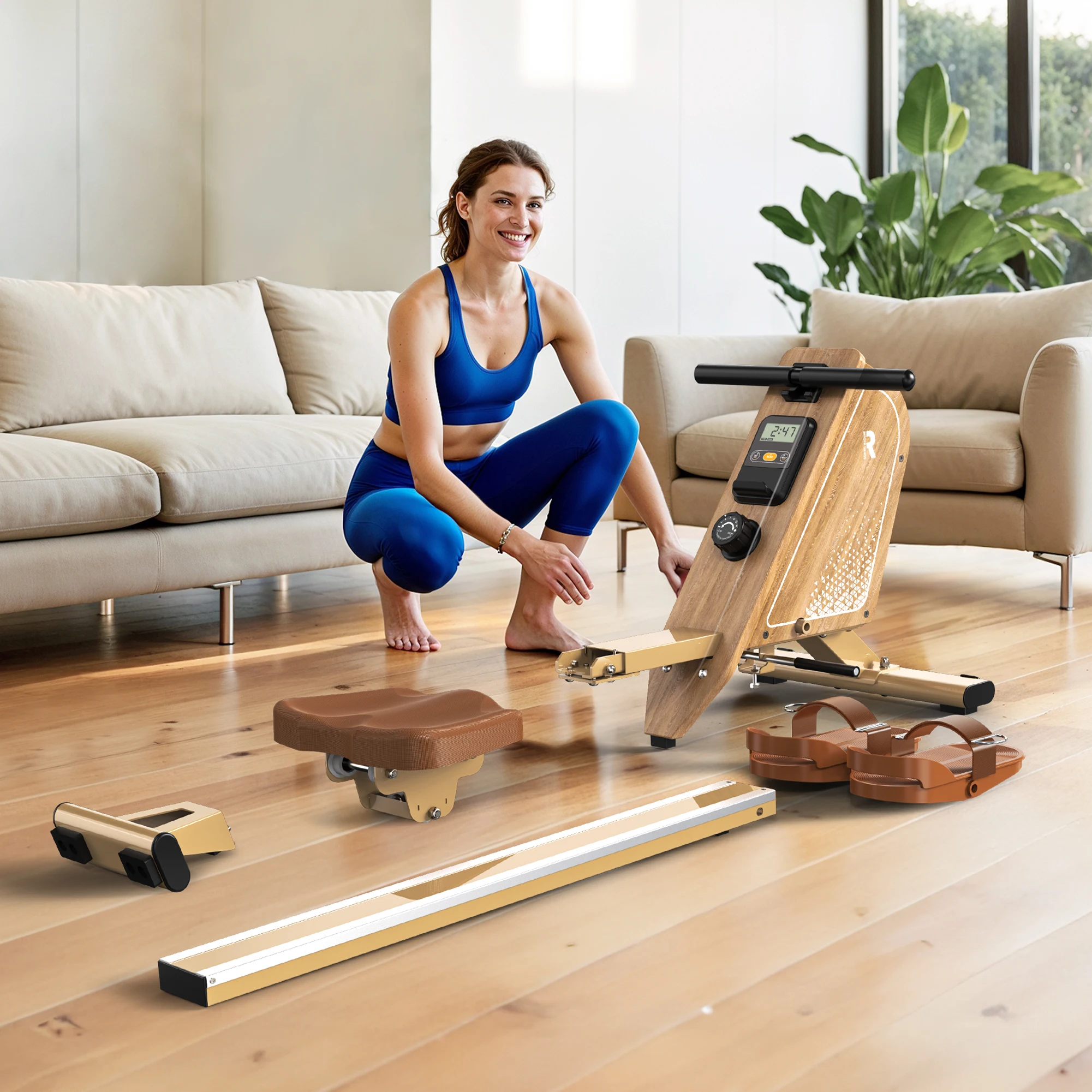 Mettlematic Rudergerät für den Heimgebrauch, magnetische Rudergerät mit Bluetooth-Monitor, 16 Widerstandsstufen, 150 kg Tragkraft