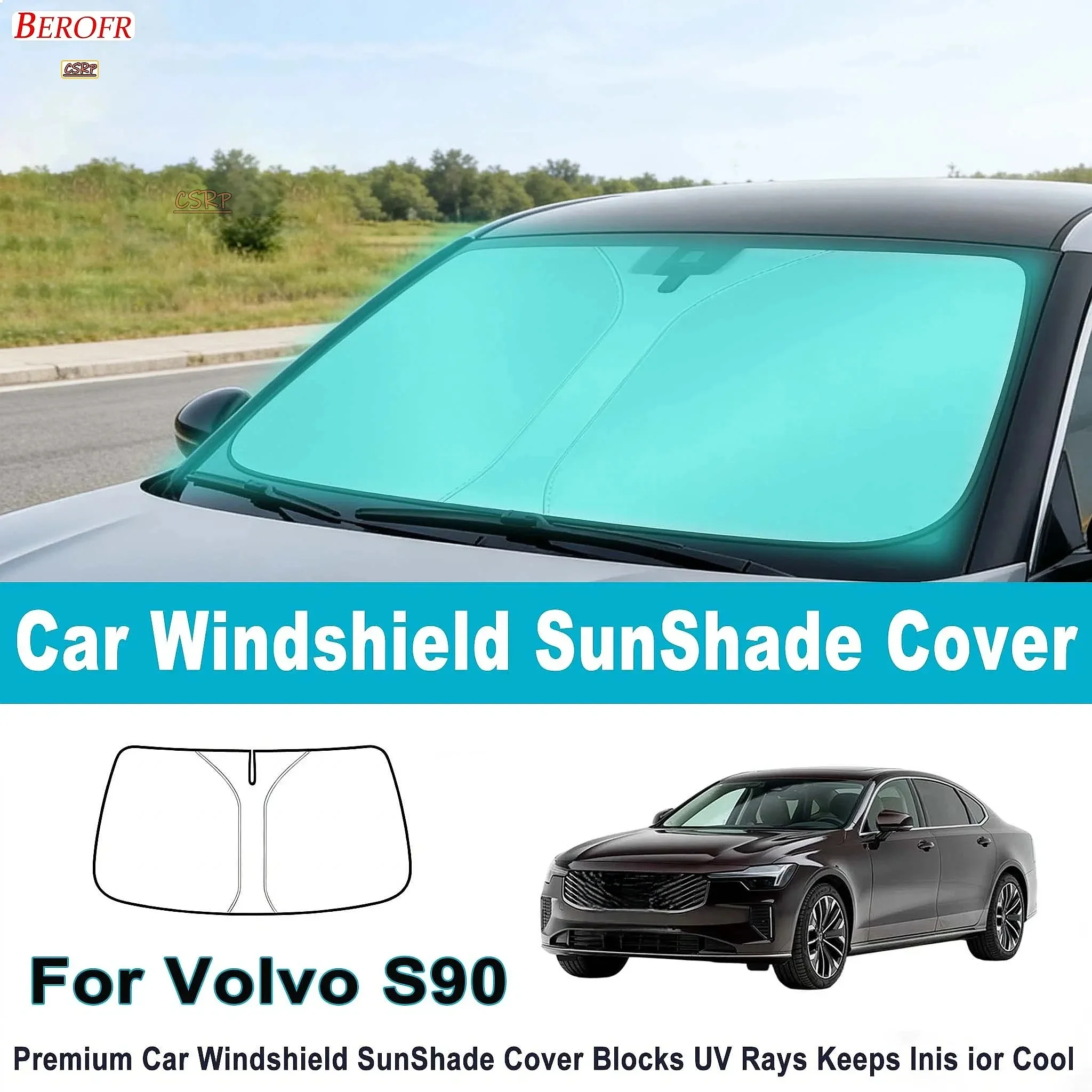 For Volvo S90 2021-2026 Car Windshield Sunshade Cover Front Window Sun Shade Heat Insulation Summer Auto Accessories