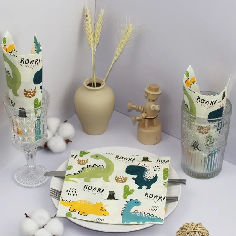 10/20 قطعة 33 سنتيمتر 2Layer حفلة عيد ميلاد المناديل ديناصور موضوع المناديل الزخرفية اللوحة الزخرفية ورقة DIY Decoupage ورقة