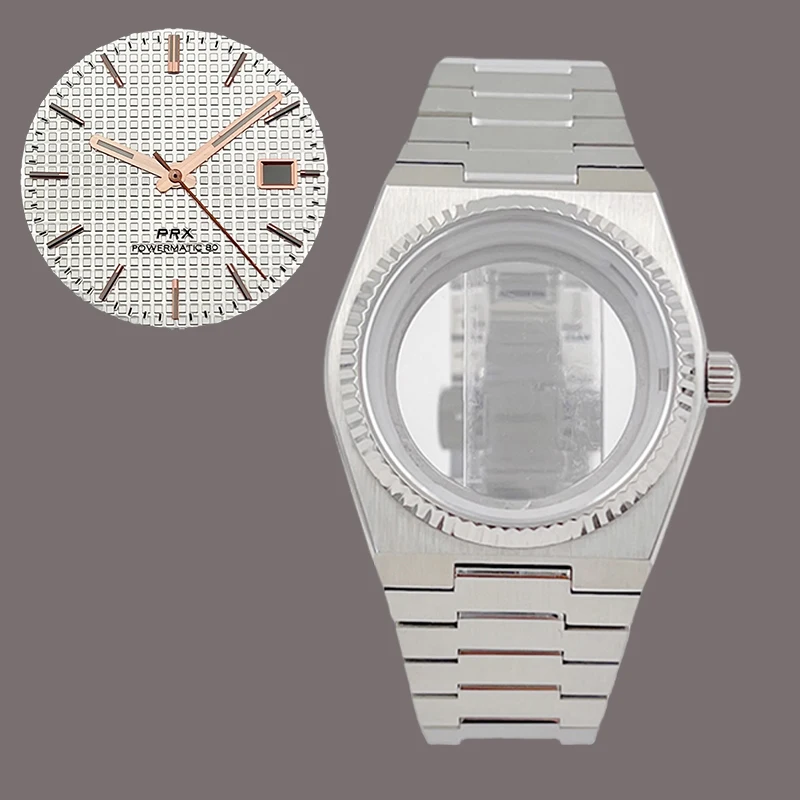 40mm Silber PRX Super Player Uhr Getriebe Fall Passt Für NH35 NH36 NH38 7S26 4R Bewegung Multi-farbe Zifferblatt Hände Reparatur Zubehör