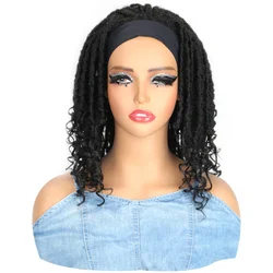 Synthetic Short Dreadlock Curly Headband Wig For Women Soft Goddess Faux Locs Head band Wigs Natural Black Daily Party Use Hair