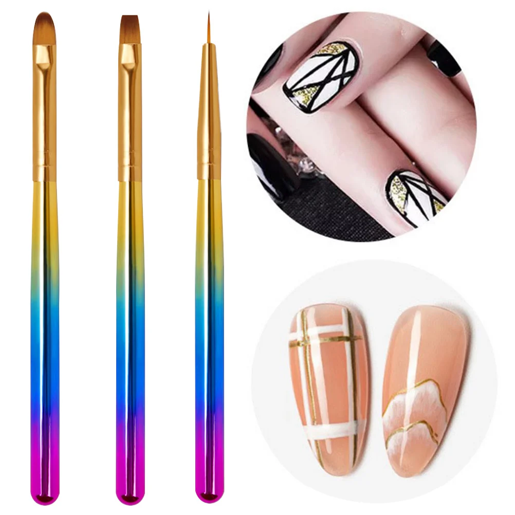 1Set Nagel Malerei Stift Set Bunte Gradienten Stange Feine Nylon Pinsel DIY Nail art Maniküre Tool Kit Langlebig Maniküre stift Werkzeug