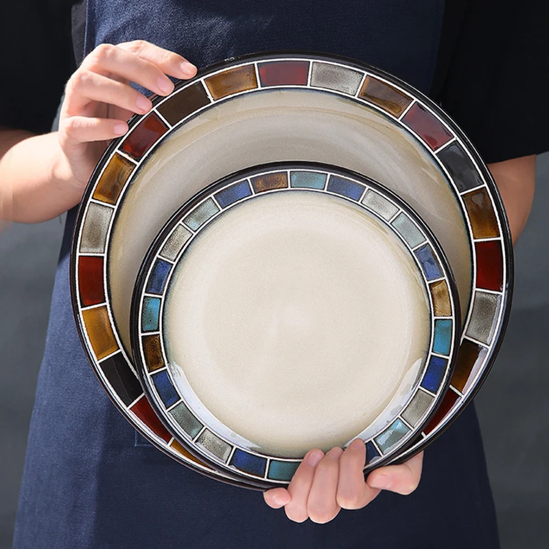 

Vintage Ceramic Plate Aesthetic Wedding Ceramic Dessert Salad Pasta Dinner Plate Japanese Pratos De Jantar Tableware Kitchen