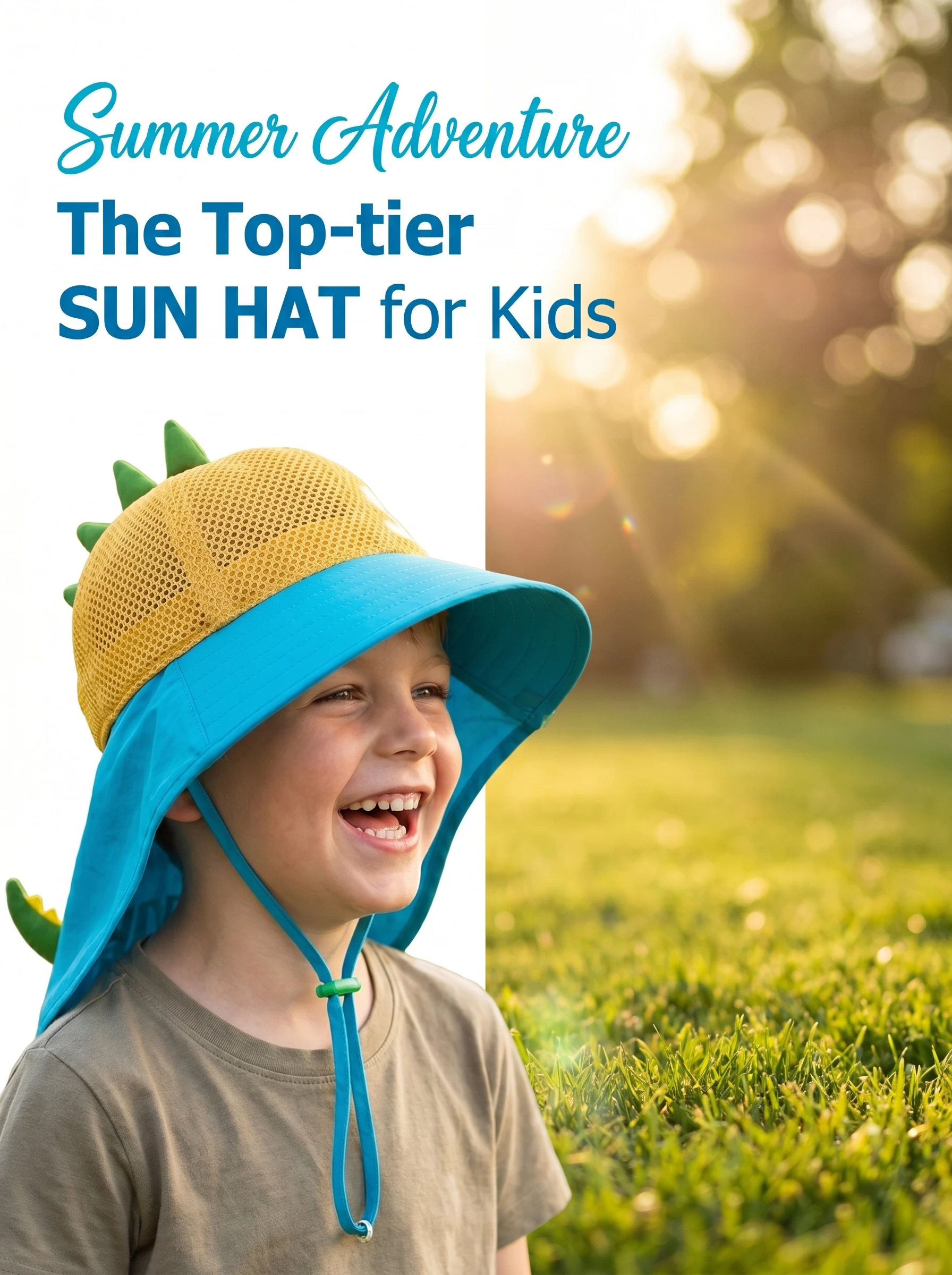 

3D Dinosaur Kid's Wide Brim Sun Hat Summer UV Protection Breathable Mesh Baby Outdoor Beach Cap