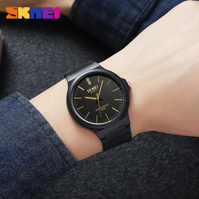 SKMEI 2108 ساعة بسيطة رفيعة للغاية مقاومة للماء للرجال ساعات يد رياضية كاجوال كوارتز للرجال مقاومة للصدمات ساعة التاريخ Reloj Hombre