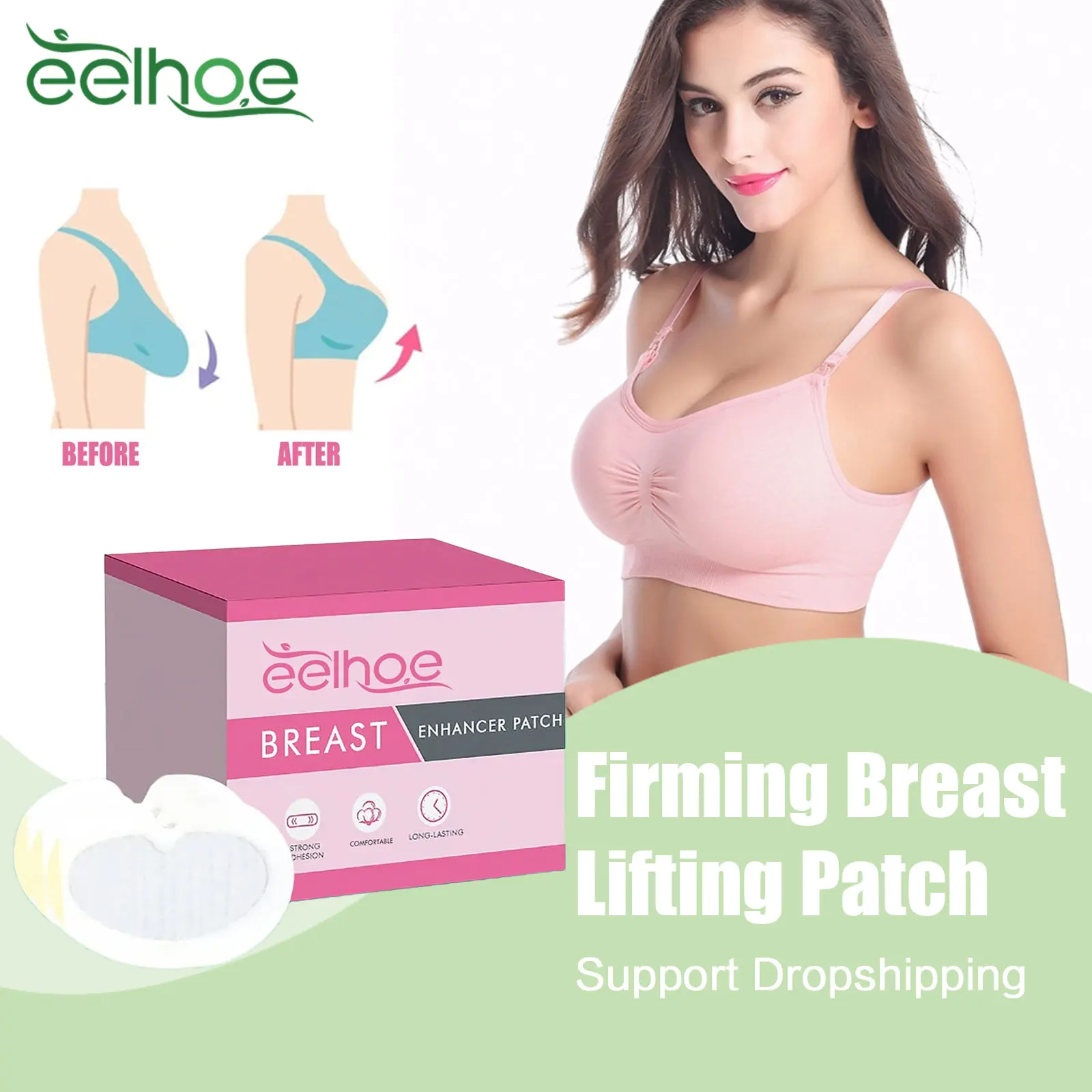 

EELHOE Breast Enlargement Patches Chest Enhancement Elasticity Frim Plumping Big Bust Promote Growth Prevent Sagging Hip Lift up