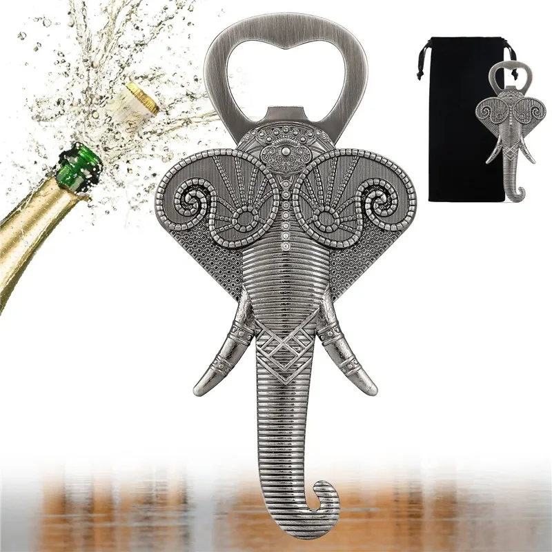 

Vintage Elephant Nose Shape Beer Bottle Openers Metal Corkscrew for Kitchen Club Party Wedding Gift Set Barware Accessory
