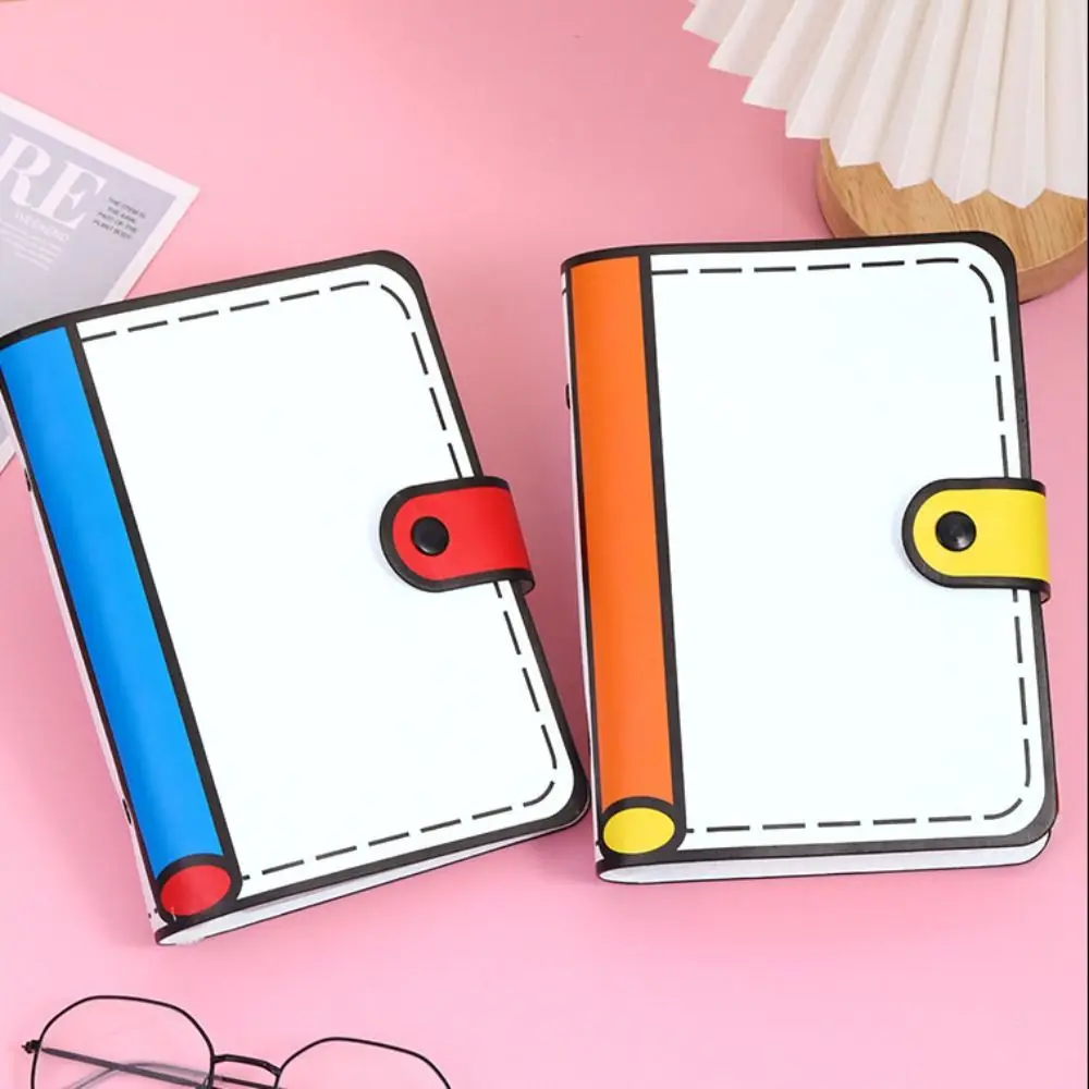 Cartoon A6 PU Leather Notebook Patchwork 100Sheets Loose Leaf Notebook 6-hole Notepad Writing Notepad Planners