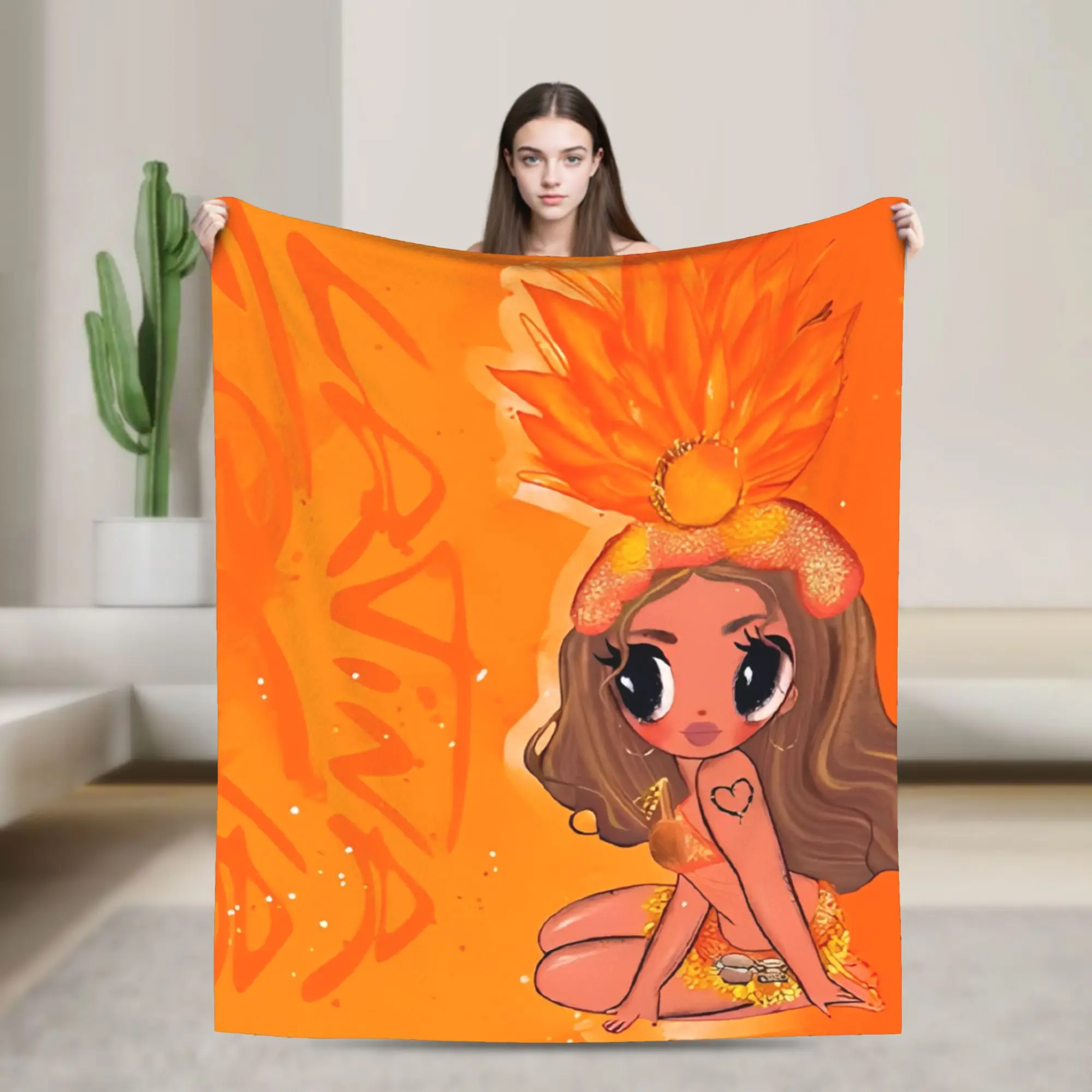 Singer Karol G Tropicoqueta Blanket Cover Fleece Latina Foreva Warm Throw Blankets for Home Couch Bed Rug