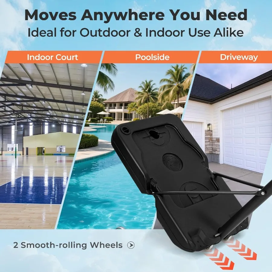 Basketball Hoop Outdoor 3.3-7/10 FT Adjustable Portable Basketball Goal with Wheels PC Backboard Fillable Base for Youth Adults