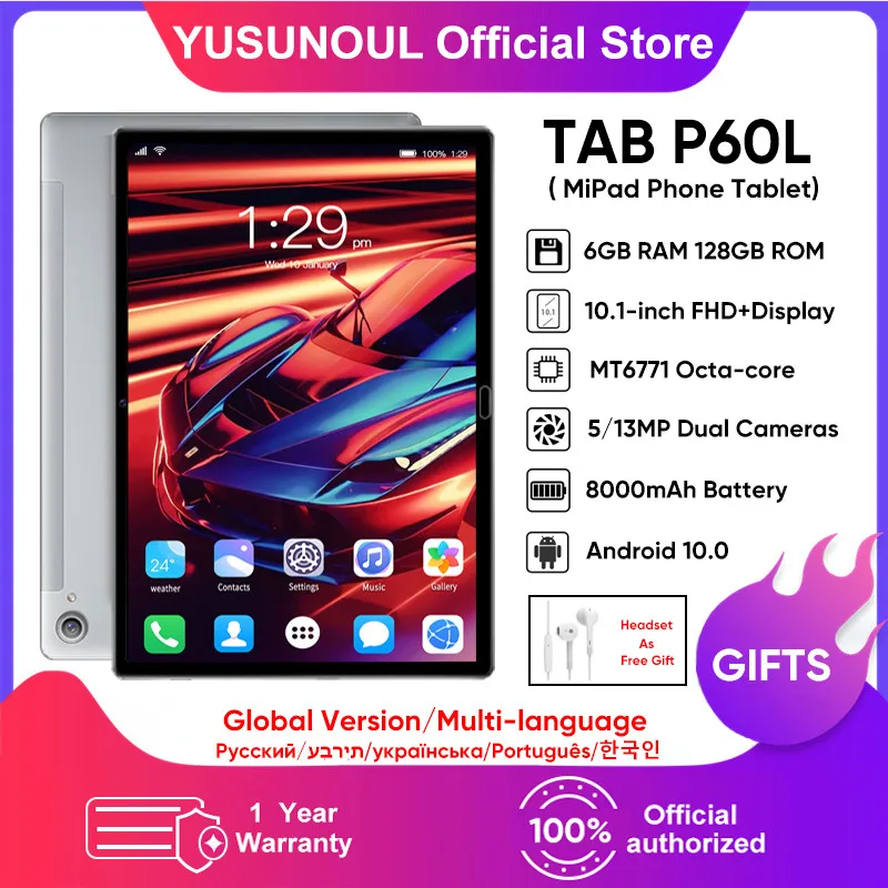 Super RAM 8GB ROM 128GB Android 10.0 4G LTE Phone Call WiFi 10 inch Tablet CPU 1920*1200 IPS Processor GPS Google Play PUBG game