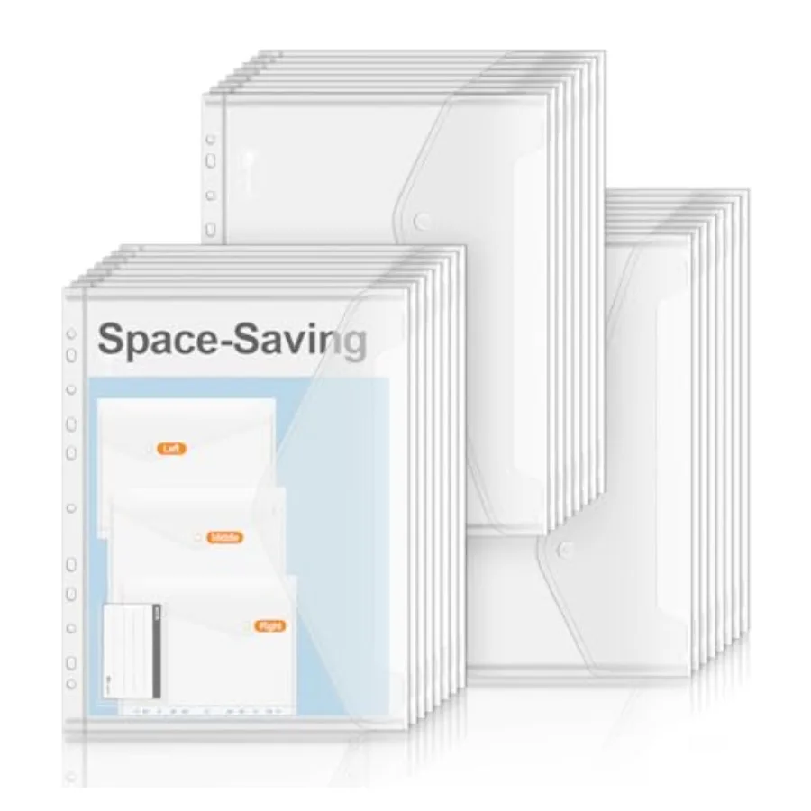 المجلدات البلاستيكية A424 قطعة محافظ بلاستيكية لتوفير مساحة A4 مع 3 أوضاع Sp أوعية شفافة محفورة A4 مع وعاء ملصق 11 ملزمة