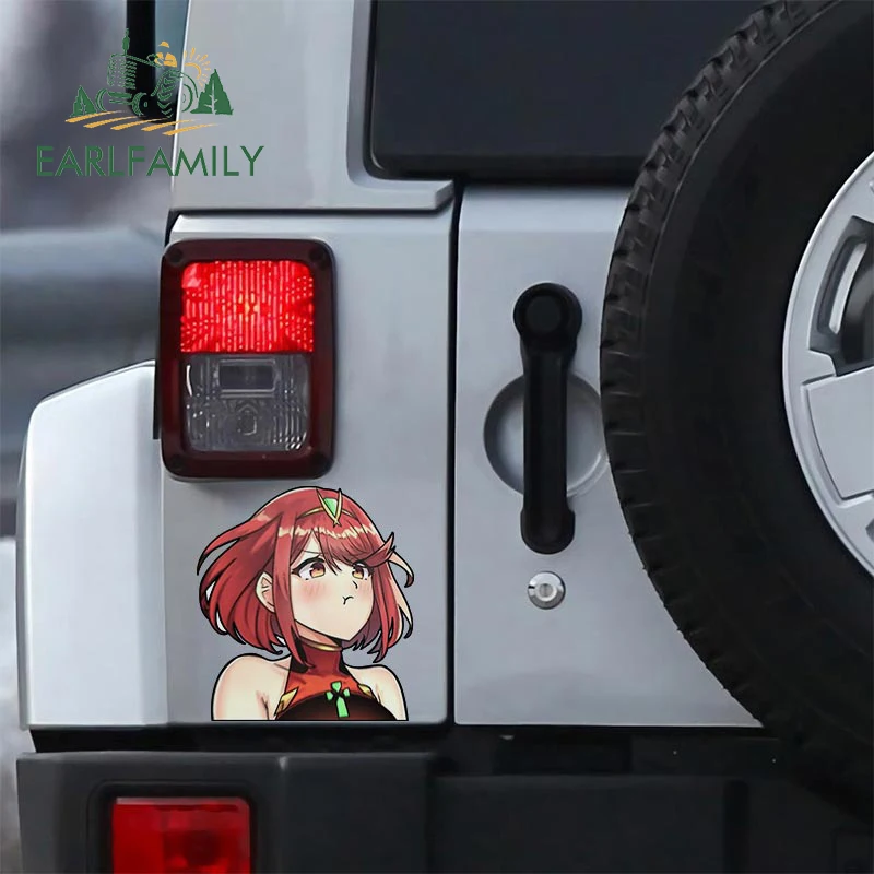 EARLFAMILY 13cm x 12.7cm for Xenoblade Chronicles 2 Pyra Cute Pouting Car Stickers Scratch-Proof Anime Decals Car Door Protector