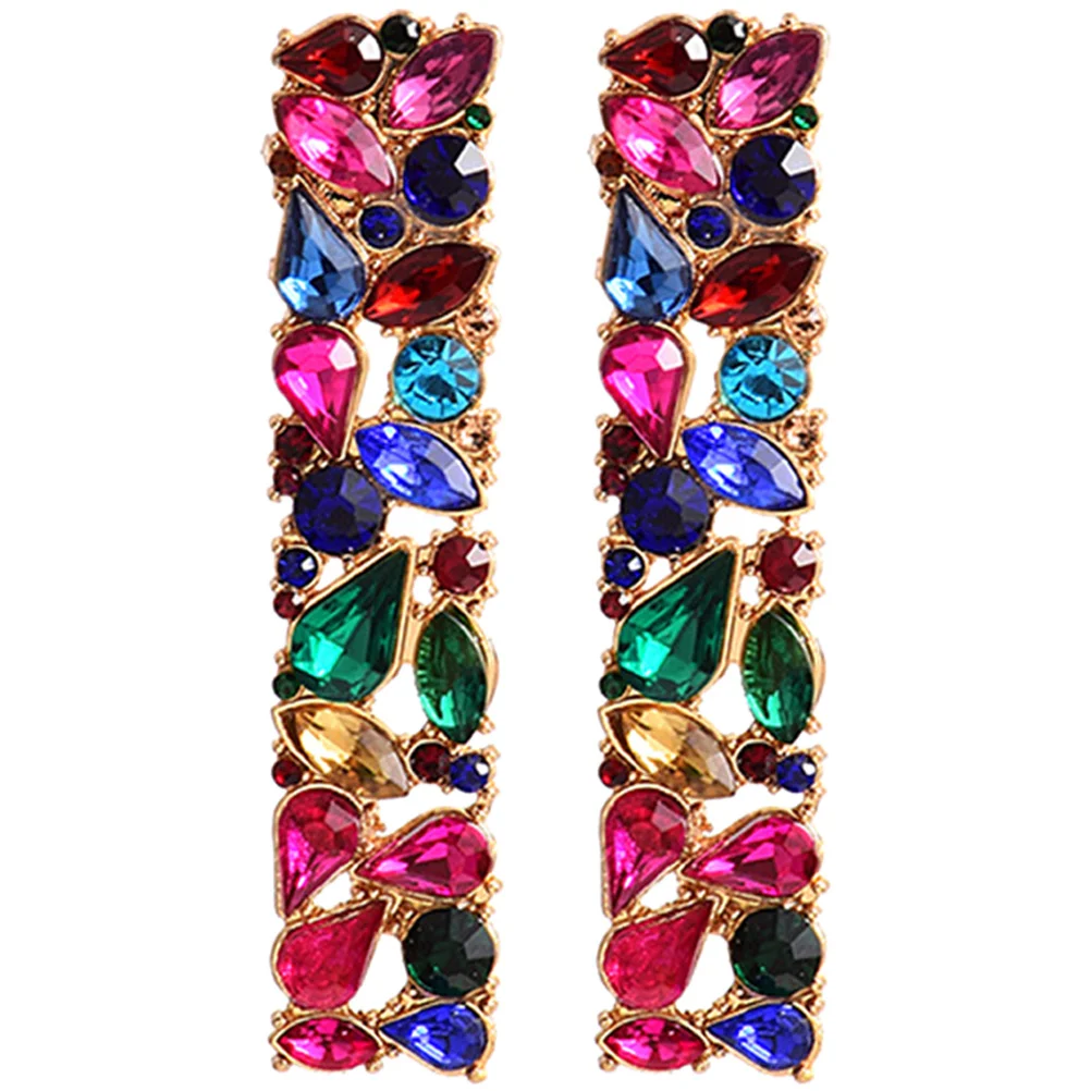زوج واحد من أقراط الأذن الكريستالية المصنوعة من حجر الراين للنساء مجوهرات ملونة متينة هدية لعيد الميلاد وحفلات الزفاف وعيد الميلاد #4