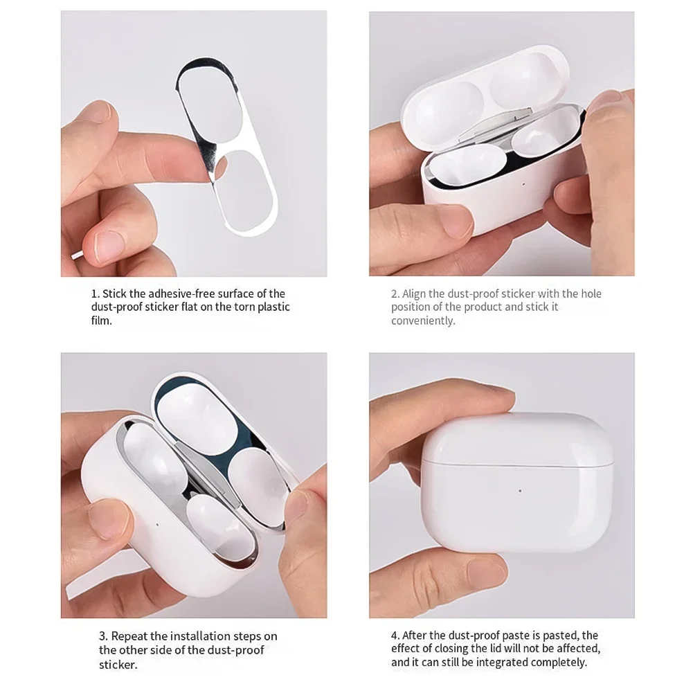 Для Airpods 1 2 3, зарядное устройство для наушников, пылезащитная наклейка, защита от пыли, водонепроницаемые металлические пылезащитные наклейки, внутренняя защитная пленка