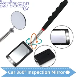 Car 360° Inspection Mirror LED Light Telescoping Mirrors Extend Mechanic Tools Inspection Mirror Telescopic Handle Repairing