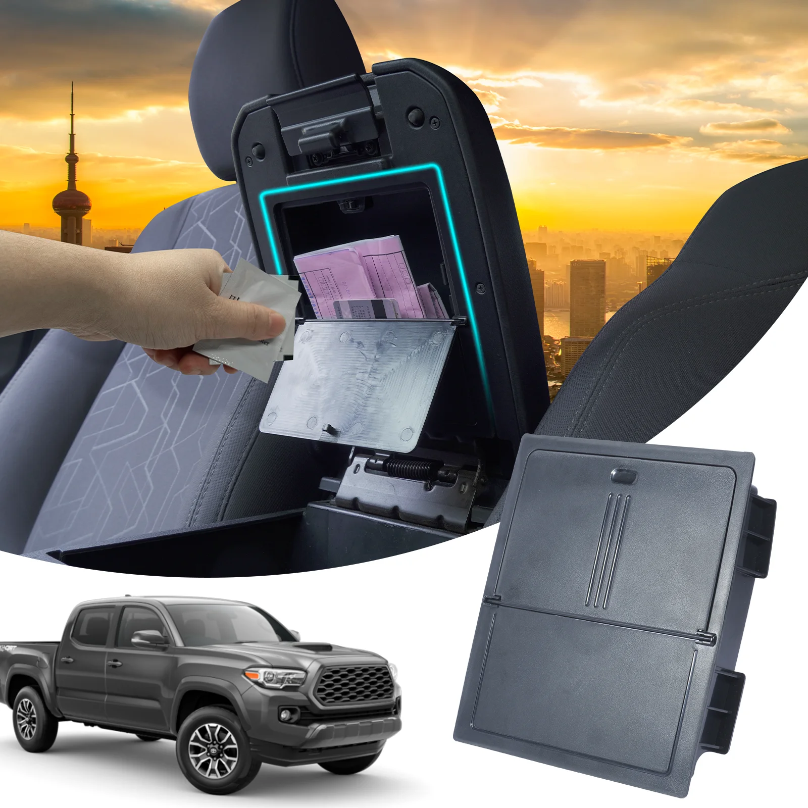 For Toyota Tacoma 2016-2023 Storage Box Armrest Box Storage Auto Interior Accessories