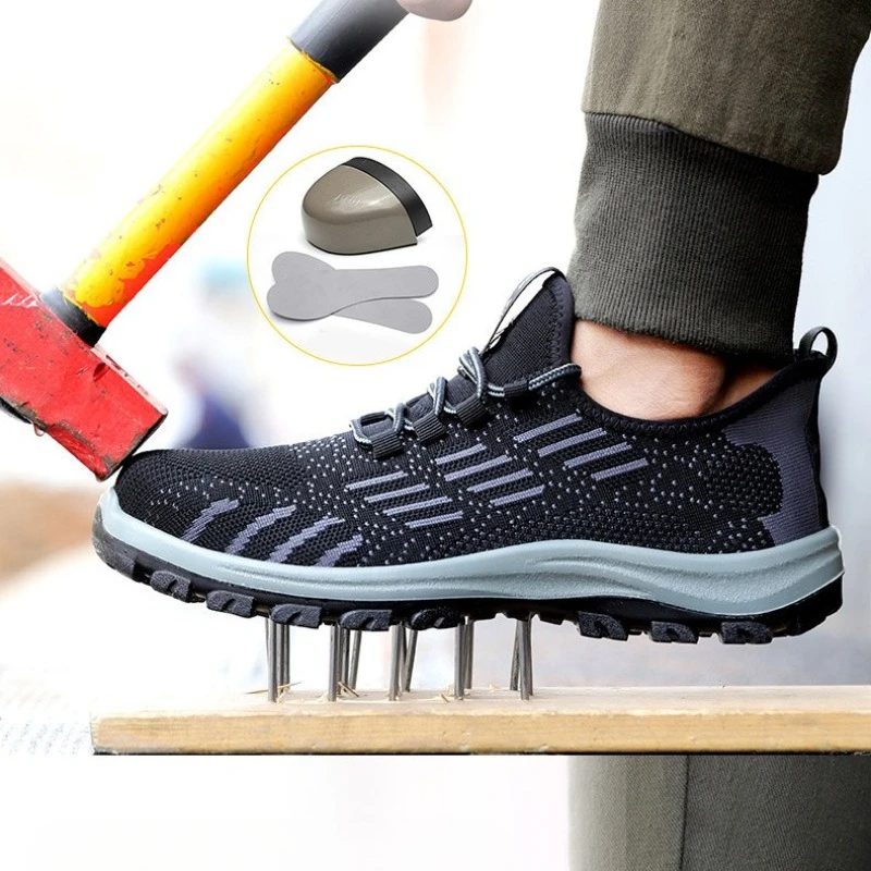Men's Casual Steel Toe Caps Work Shoes Summer Breathable Safety Boots Outdoors Worker Tooling Security Sneakers Protect Footwear