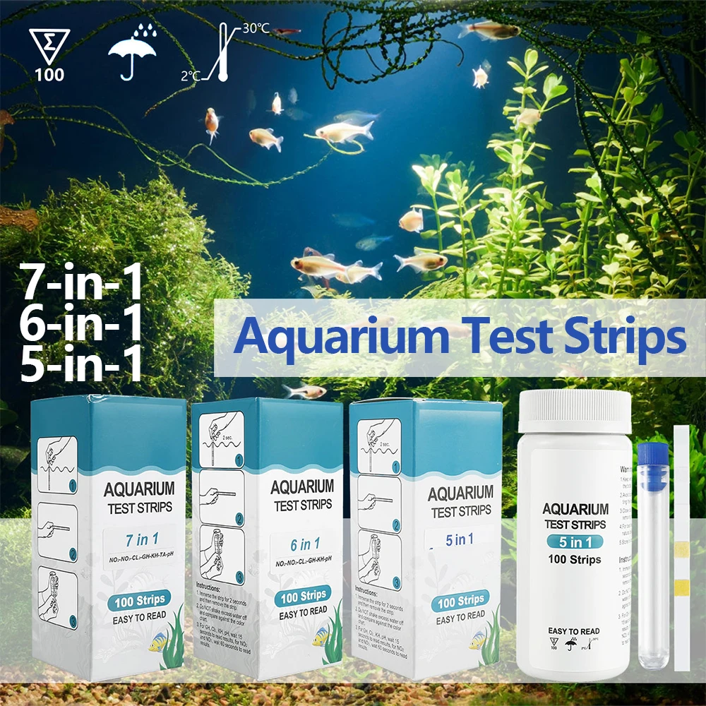 طقم اختبار لحوض السمك للصلابة الكلية ، اختبار حوض الأسماك ، المياه العذبة والمياه المالحة ، درجة الحموضة في الماء ، 7 في 1 ،! #1