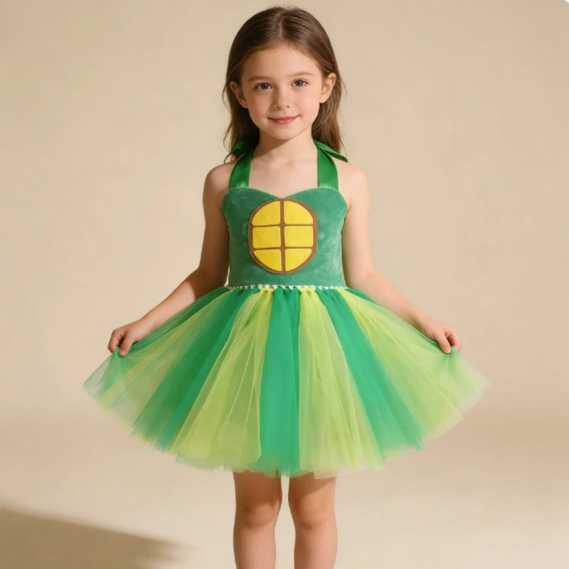 

Новый стильный костюм для девочек: милый дизайн черепахи для ролевых игр, Хэллоуина и выступлений