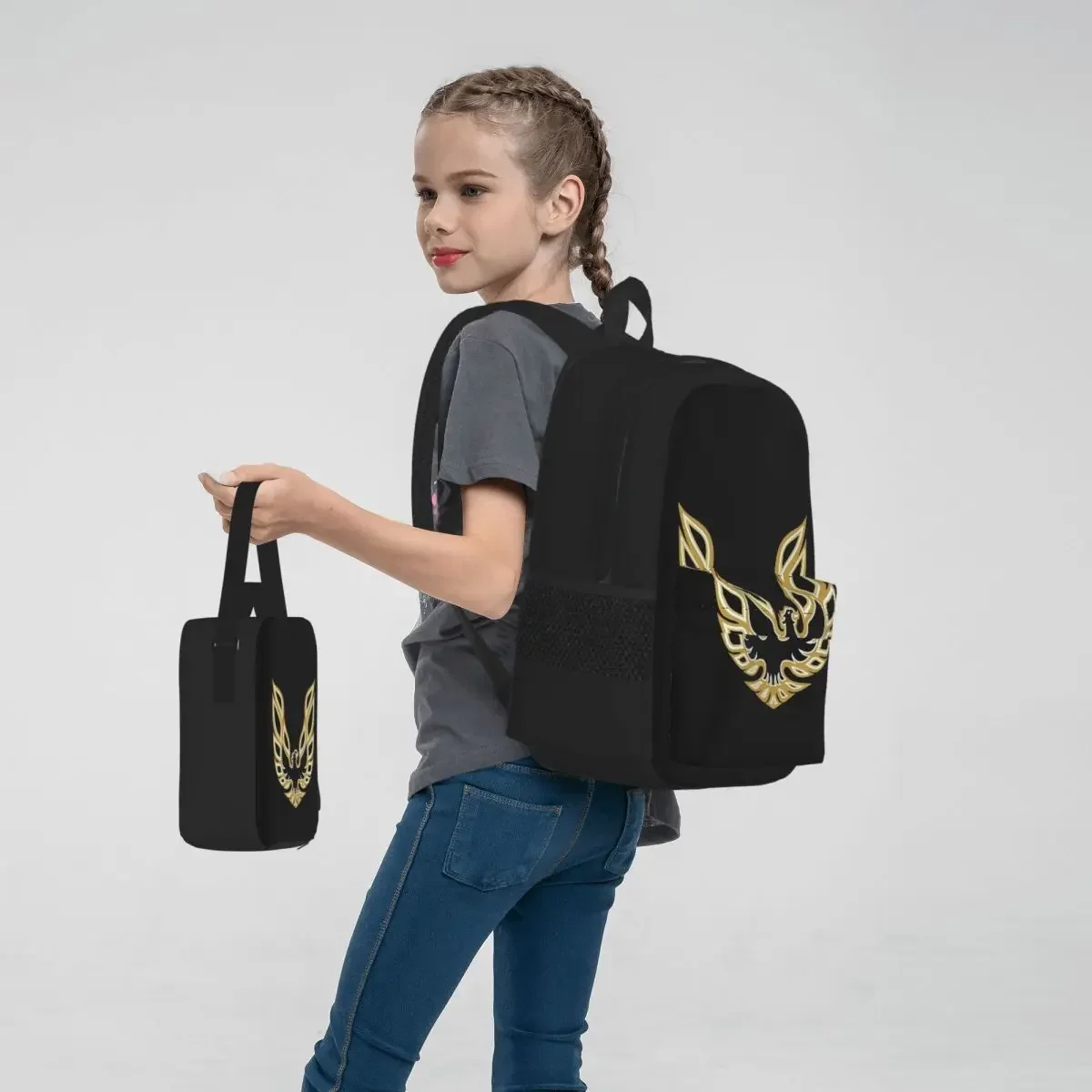 Trans Am Firebird Logo Backpacks Boys Girls Bookbag Students School Bags Cartoon Kids Rucksack Lunch Bag Pen Bag Three-Piece Set