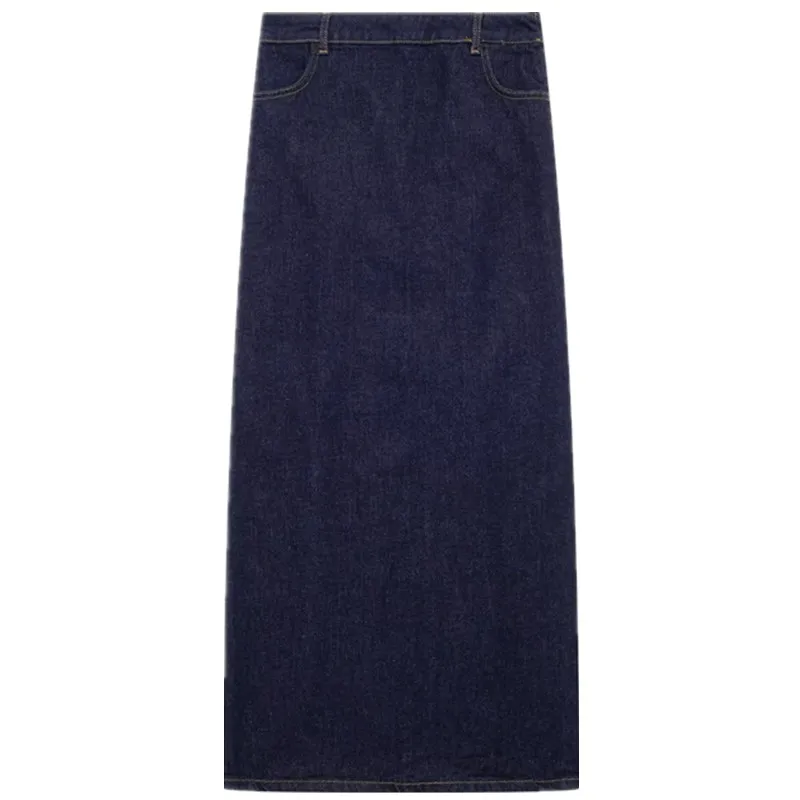 Falda Midi de Cintura Alta de Moda de Verano, Falda Larga de Mezclilla para Mujer con Diseño Cruzado y Abertura, Estilo Casua...