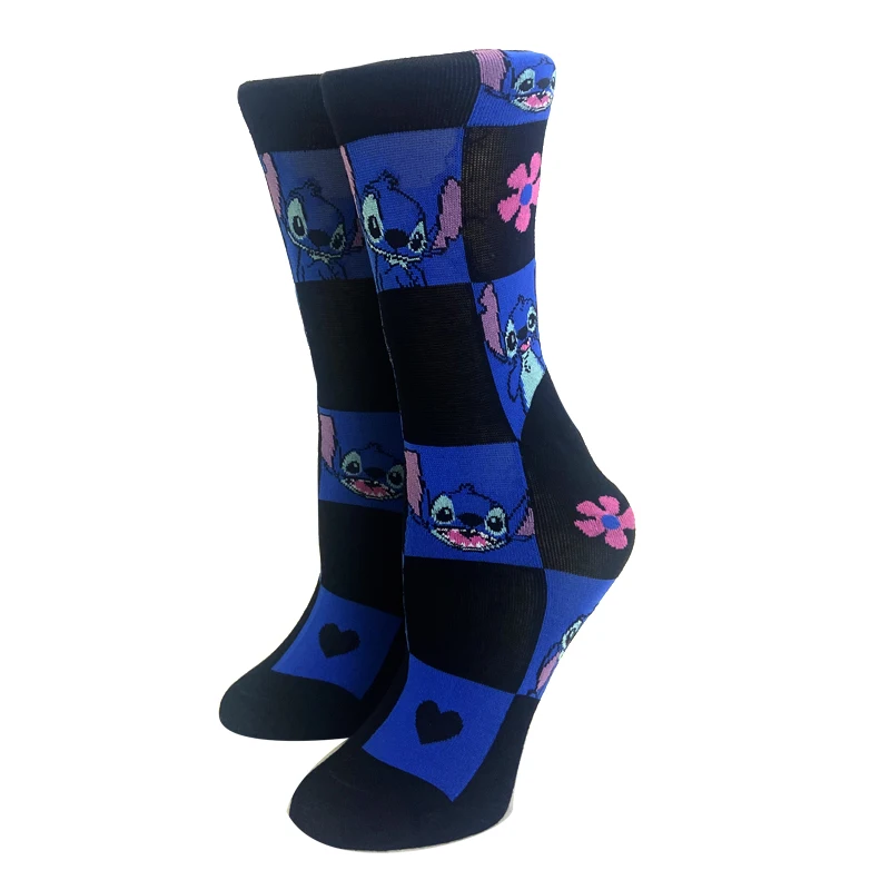 5 Pairs Cartoon Stitch Women socks cotton comfortable Anime socks crew socks Casual happy funny socks Size 35-40