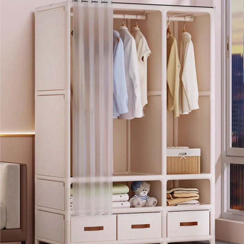 

Dust-Proof Wardrobe Household Portable Closet Clothes Organizer Shelves Hanging Clothing Storage With Cover For Home Bedroom