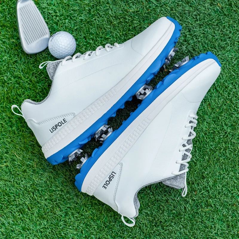 Spike Waterdichte Golf Sneakers Voor Mannen Vrouwen Veters Anti-Slip Sportschoenen Voor Alle Weersomstandigheden Wandelschoenen