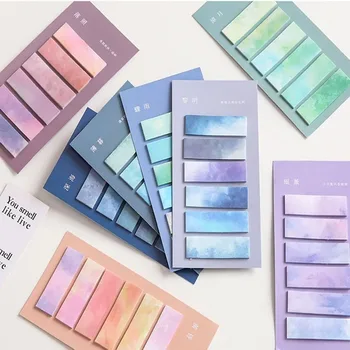 120 yaprak degrade renk yapışkan not Kawaii yayınlanan yapışkan notlar sevimli endeksi Memo Pad imi kağıt etiket