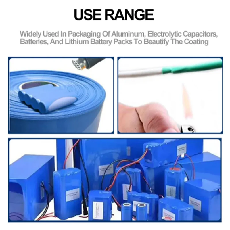 Blue PVC Heat Shrink Tube Shrink Insulated Shrink Tubing 18650 Battery Packs Cable Sleeve Width 7~600mm