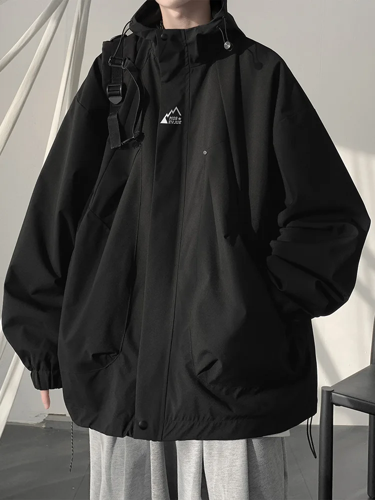 

Мужская уличная куртка весна-осень 2024: новая винтажная модная американская рабочая одежда, ветрозащитная, на молнии, с длинными рукавами, свободного кроя.