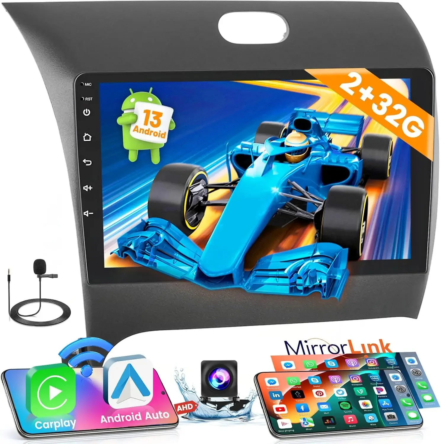 

Android 13 Car Stereo for KIA Cerato K3 Forte 2013-2018 Radio 9 Inch Touch Screen with Apple CarPlay Android Auto Mirror