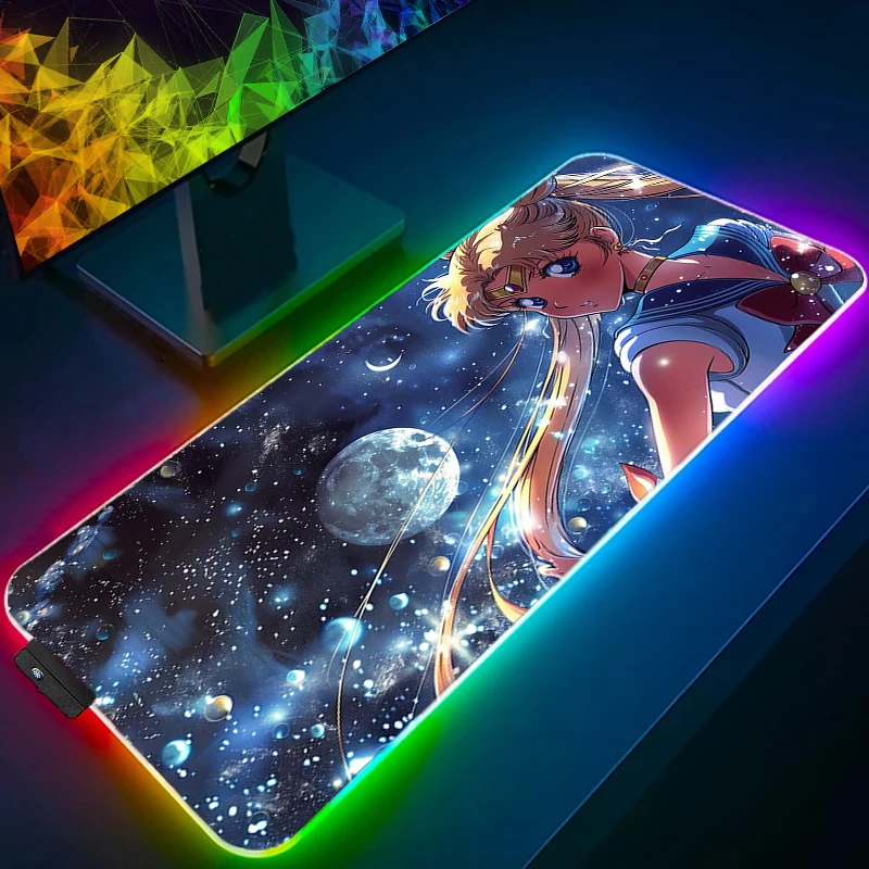 

RGB Mousepad Computer Table Mat Gaming S-sailor M-moon Mouse Pad Gamer Accessories LED Backlit Keyboard Cabinet Mousepad Deskmat