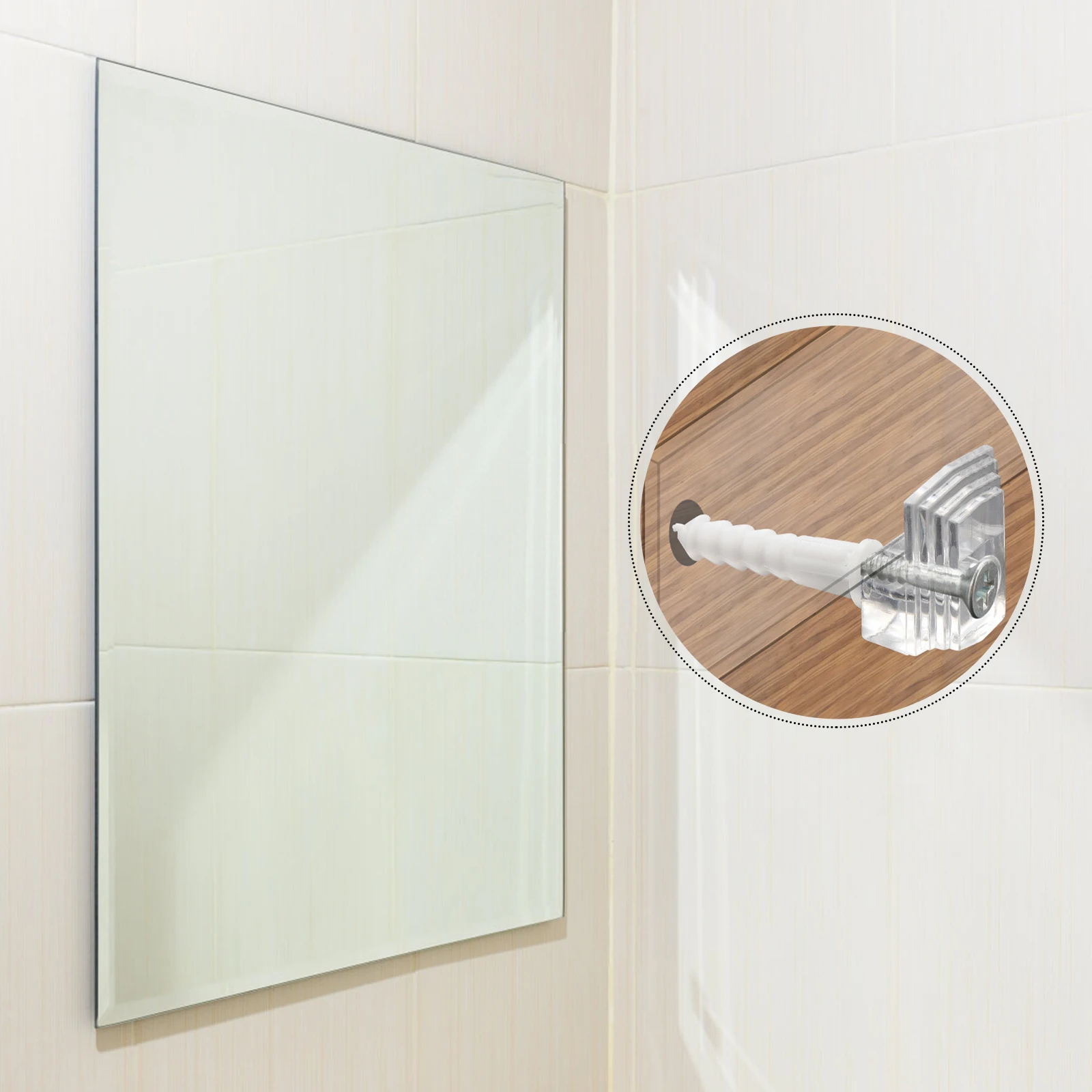 

20Sets Glass Fixing Clips Premium Material Lightweight Compact Easy Carry for Mirror Wardrobe Cabinet Installation