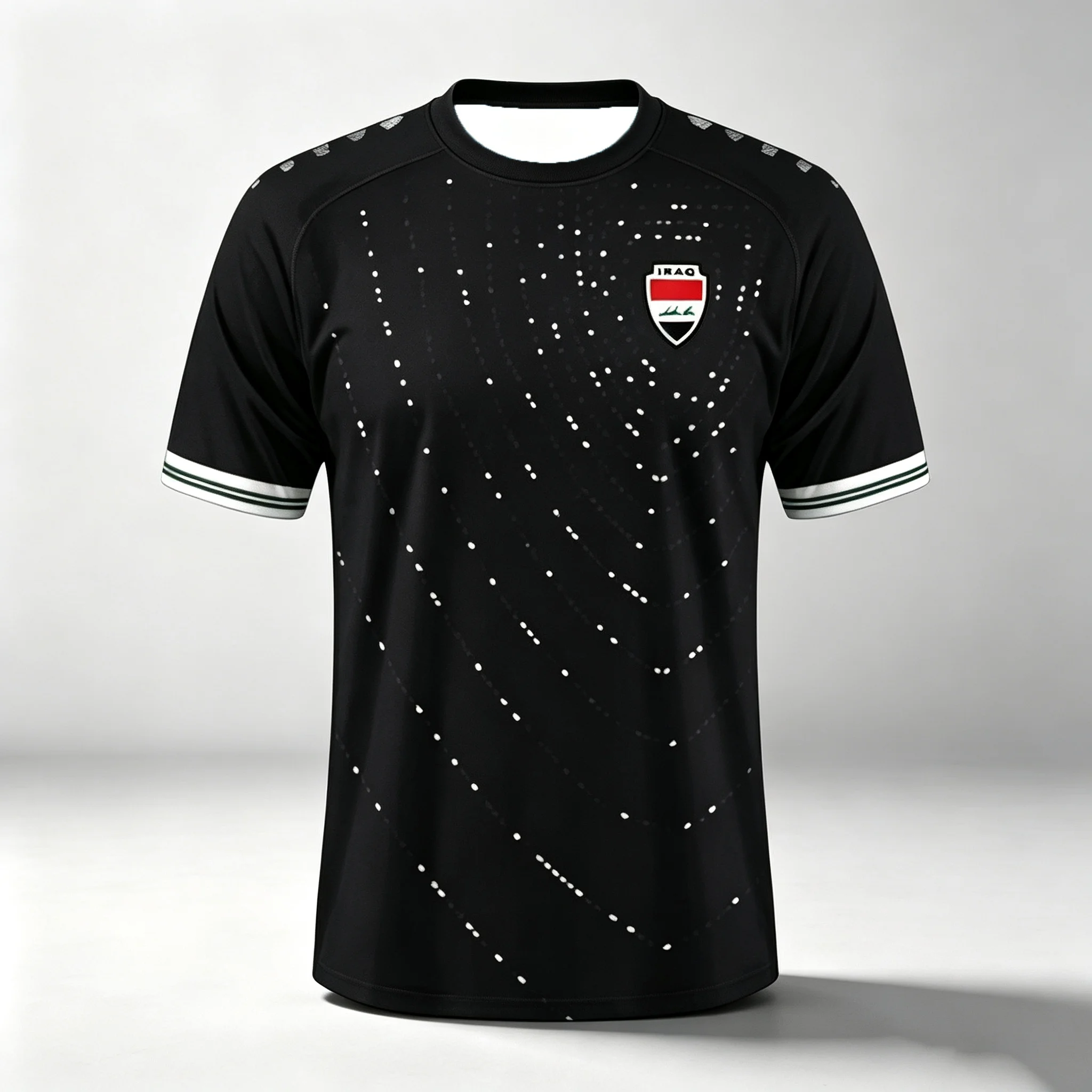 Men Iraq National Team Soccer Jersey 3D Print Short Sleeve Crew Neck Football Fan Sports Training Competition Casual Tee Top