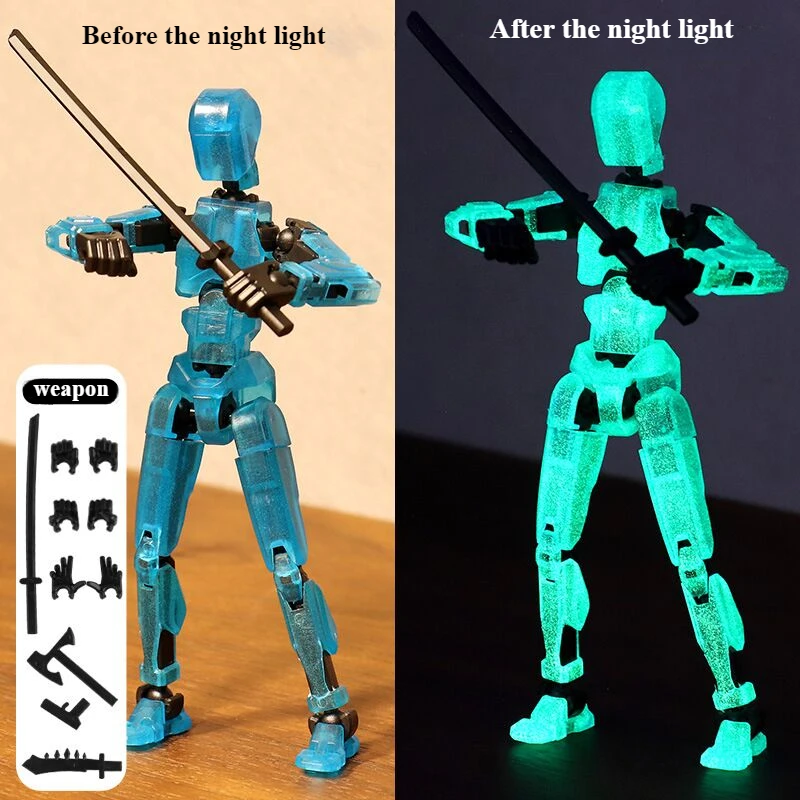 Bloc de construction créatif 3D qui brille dans le noir, corps complet, multi-articulaires, accessoires de figurines mobiles, soulagement du Stress, cadeau pour garçon