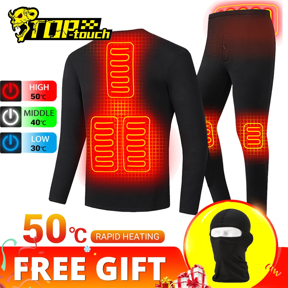 New Heated Motorcycle Jacket Men Women Heated Thermal Underwear Set USB Electric Suit Thermal Clothing For Winter Suits S-5XL