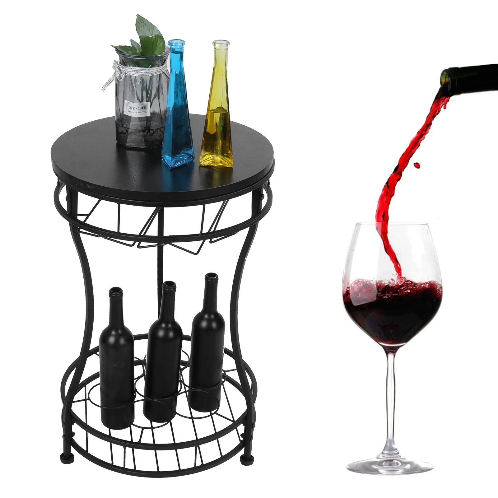 Freestanding Wine Rack Wine Organizer Round Freestanding Iron Wine Rack Organizer Wine Bottle Holder for Kitchen Restaurant