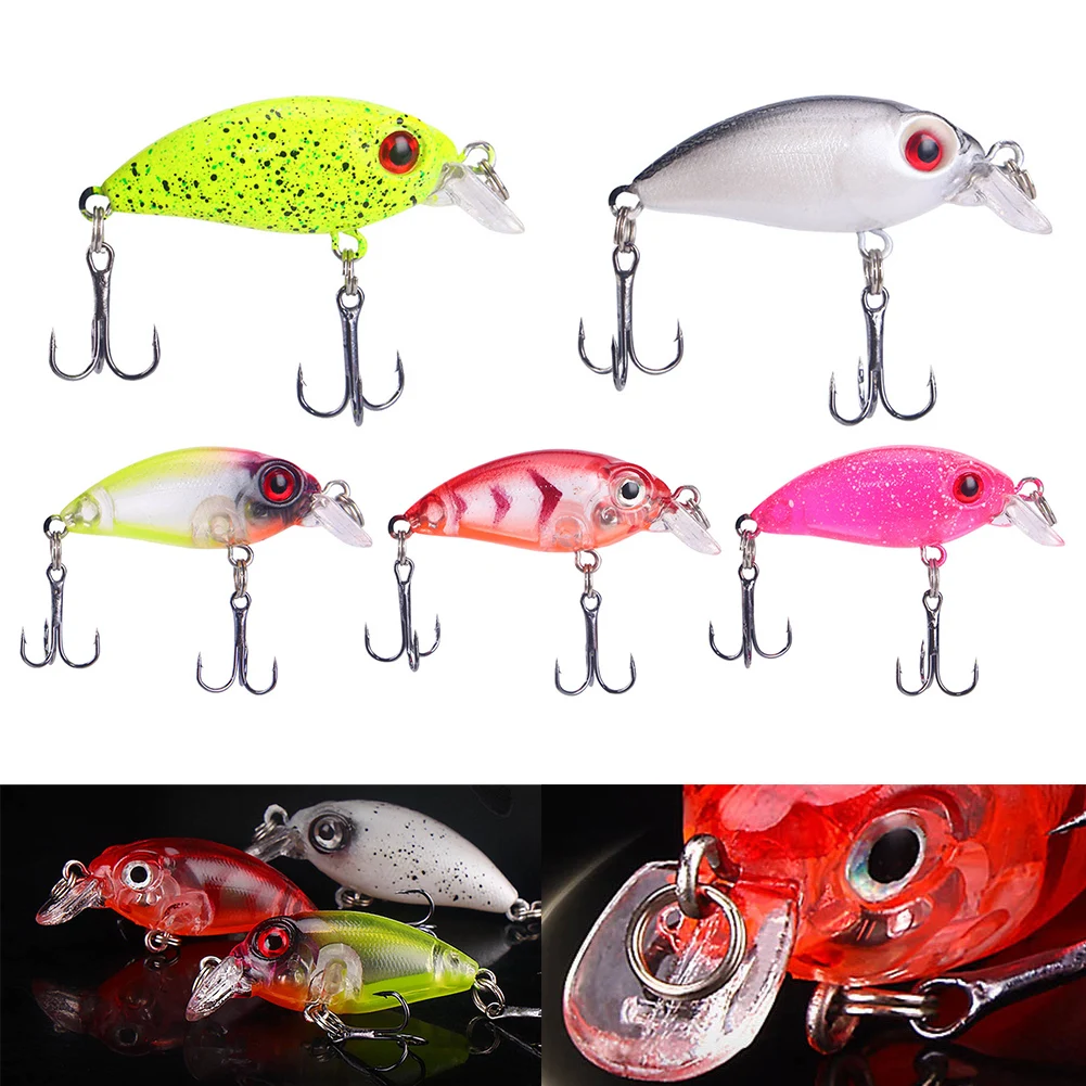 3.7cm/2.9g Artificial Bait Minnow Fishing Lure Bass Crankbait Environment-friendly Plastic Tackle Wobbler Fishing Accessories