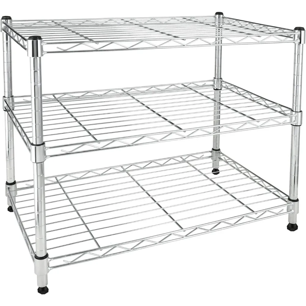 

3-Tier Heavy Duty Storage Shelving Unit,Chrome,24.02" D x 13.78" W x 21.97" H inch, 1 Pack