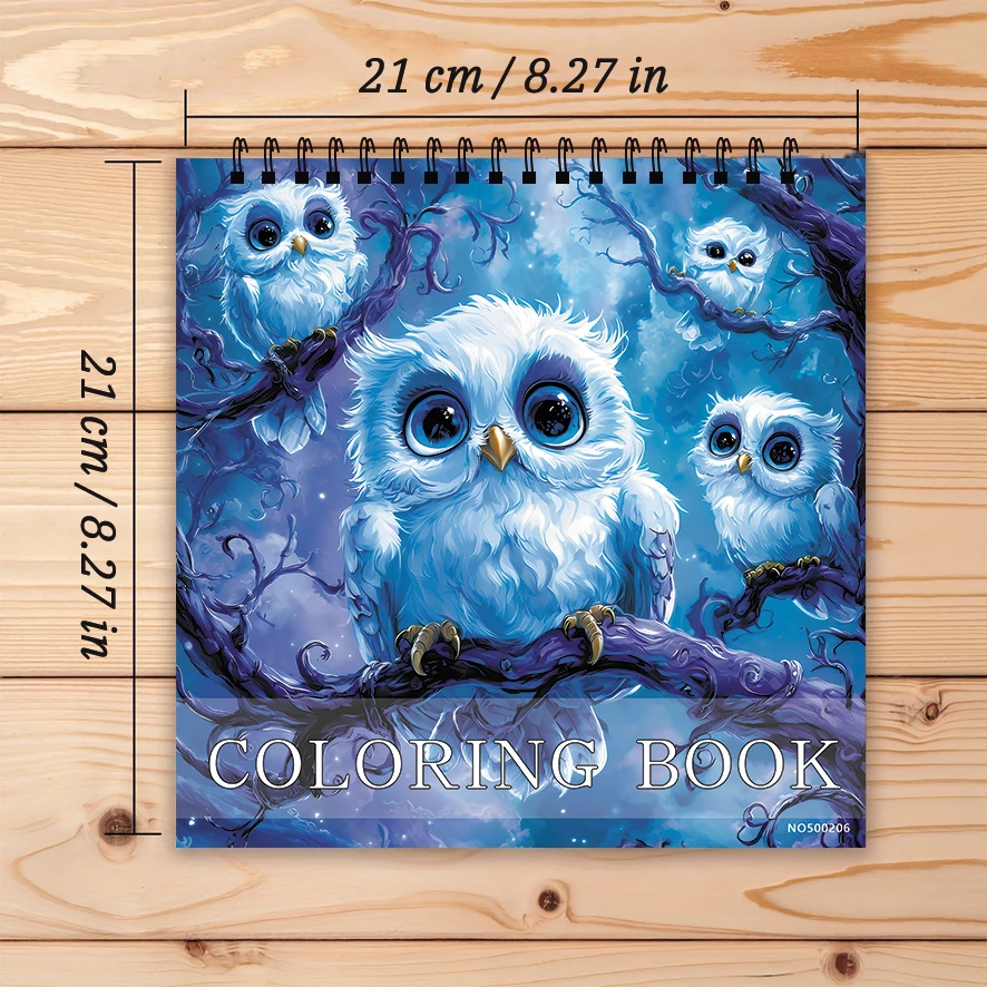Owl Coloring Pages Book 22 Sheets 8.27x8.27 inches Perfect Gift for Family Relax